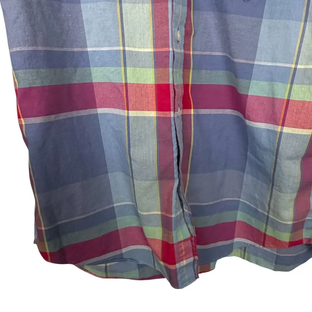 J Crew Shirt Mens Large Blue Red Plaid Slim Button Up Casual Work Long Sleeve